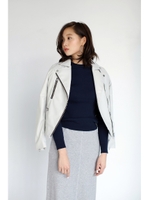 【AZUL by moussy】合皮Wライダースジャケット II/WHT