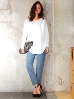 【chille anap】ポッケ付スラブ地ロングTシャツ/BK