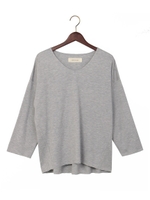 【WEB限定】○JCLR リヨセル/P Vネック 7分袖 プルオーバー/LT.Gray