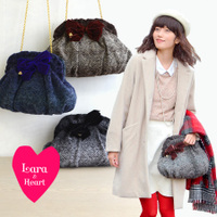 ウールニットベルベットリボン2WAYショルダーバッグ