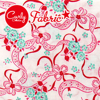 カットクロス1m リボンフラワーファブリック［ホワイト×レッド］