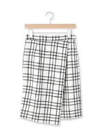 チェック柄ミモレ丈ラップスカート/ホワイト系(202)