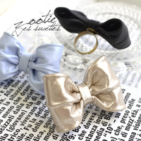 フェイクレザーリボンリング