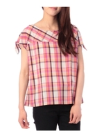 マドラスチェックラウンドネックブラウス/ピンク(272)