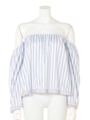logoprint offshoulder blouse/sax