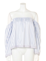 logoprint offshoulder blouse/sax