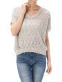 【AZUL by moussy】7GマルチカラーMIXドルマン半袖プルオーバー/柄WHT