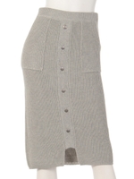 【CASUAL】フロントボタンニットタイトSK/グレー