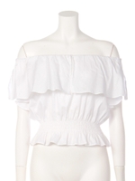 【FEMININE】フレアレイヤーオフショルTOPS/ホワイト