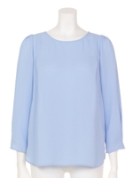 クルーネックタックブラウス/サックス