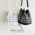 グラフチェックドローストリング2WAYバッグ