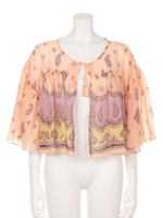 パネルプリントフリルブラウス/オレンジ