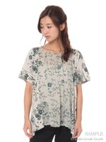 フロートドットフラワープリントＭＩＸカットソー/ブラック