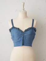 シャイニーフリルニットブラ/NAVY