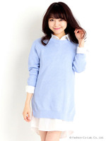 パステルカラーニットシャツセット/ラベンダー