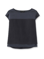 [L]ジオメトリックレースシャツ/ネイビー(093)