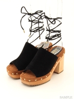 【R&E】レースアップ付2WAYサボ/ベージュスエード