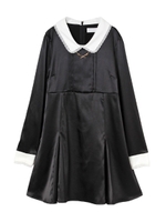 サテン丸衿ワンピース/ピンク