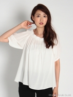 ギャザーボリューム袖2WAYブラウス/ピンク