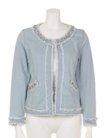 トリミングビジューDENIM JK/L/BLU