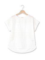 刺しゅうレースクルーネックカットソー/ホワイト系(002)