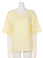 刺繍レース切り替えT/YEL