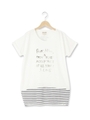 裾切り替えプリントクルーネックTシャツ/ホワイト系(002)
