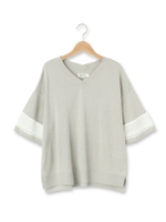 袖レースプルオーバーニット/オフホワイト(003)