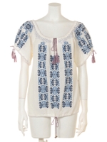 【Shelly idland】インド カラー刺繍ブラウス/ナチュラル