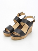 【低反発スポンジ入り】ダブルベルトウェッジサンダル/ブラック