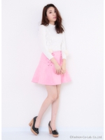 スエードフレアスカート/ピンク