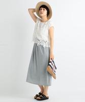 レース×無地ドッキングワンピース