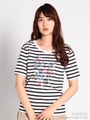 ローズクロスステッチモチーフTシャツ/ボーダー