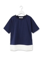 度詰天竺シャツレイヤード風カットソー/ネイビー(093)