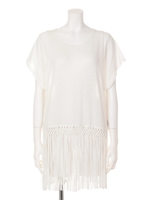 編み込みフリンジTOPS/BLACK