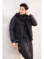 【AZUL by moussy】ACカット×袖合皮スタジャン/BLK
