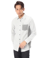 【AZUL by moussy】ケーブル切替長袖起毛シャツ/GRY