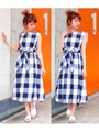 【chille anap】BIGリボン付ブロックチェックワンピース/NVY