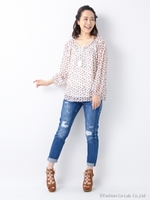 小花柄シフォン楊柳/TOPS/クロ