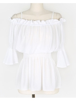 ストラップ付きオフショルダーブラウス/ベージュ