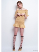 フラワープリントシャーリングワンピ/YELLOW