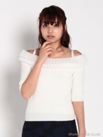 プリーツオフショルニット/グレー系