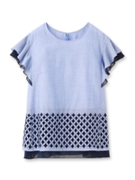 ラッフルシャンブレーブラウス/ブルー(092)