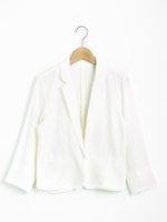 麻レーヨンライトテーラードジャケット/オフ