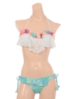 【nuckle market】レース+コサージュ付バンドゥブラタイダイパンツ/ピンク