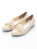 【twinktwink】【柔らかソール】メニ―フラワーフラットシューズ/ベージュ