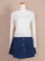 スエード台形ミニスカート/ネイビー