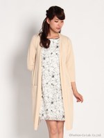 ハイゲージロングカーデ/グレー系