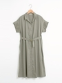 ベルト付きドルマンシャツワンピース/カーキグリーン