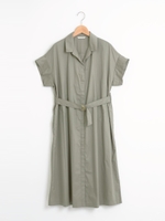 ベルト付きドルマンシャツワンピース/カーキグリーン